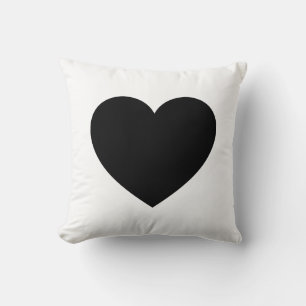 Heart - Black on White Cushion