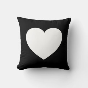 Heart - Black on White Cushion