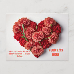 Heart blooming flower gift holiday postcard