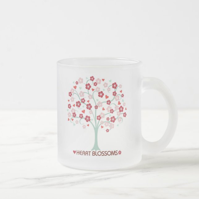 Heart Blossoms Design Frosted Glass Mug (Right)