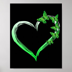 Heart Blue Butterfly Spreading Mental Health Aware Poster