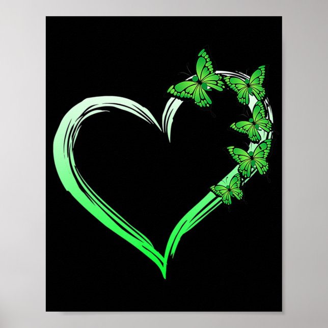 Heart Blue Butterfly Spreading Mental Health Aware Poster (Front)