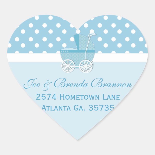 Heart Blue Carriage and Polka Dots Address Labels (Front)