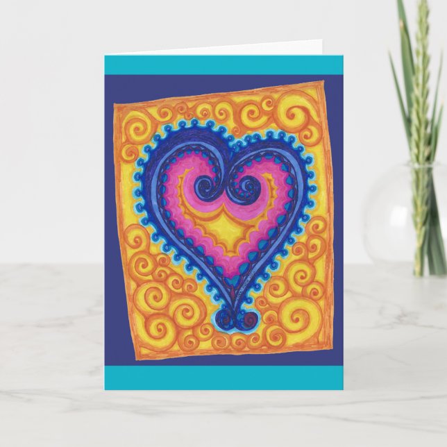 Heart Blue Holiday Card (Front)