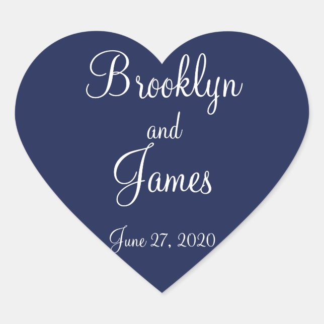 Heart Blue Nautical Wedding Stickers (Front)
