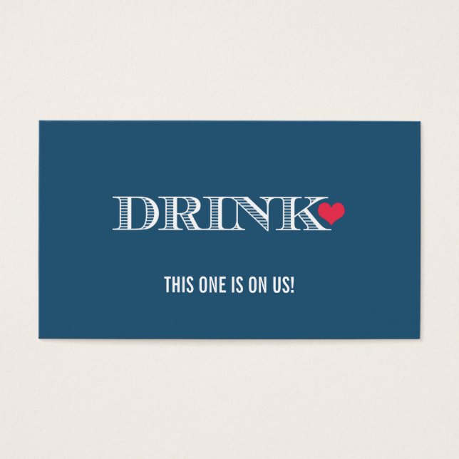 Heart Blue Red Wedding Drink Ticket (Front)
