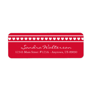 Heart Boarder Return Address Labels (Red)