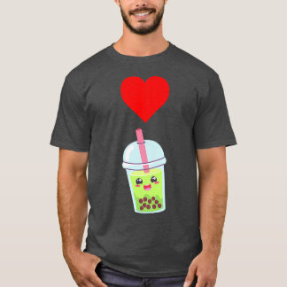 Heart Boba Tea Bubble Anime Kawaii Premium  T-Shirt