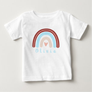 Heart Boho Rainbow with Personalised Name  Baby T-Shirt