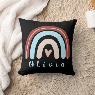 Heart Boho Rainbow with Personalised Name Cushion