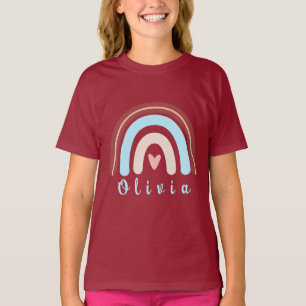 Heart Boho Rainbow with Personalised Name T-Shirt