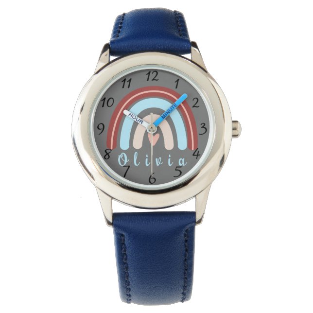 Heart Boho Rainbow with Personalised Name  Watch (Front)