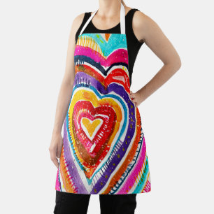 Heart boho watercolor art apron