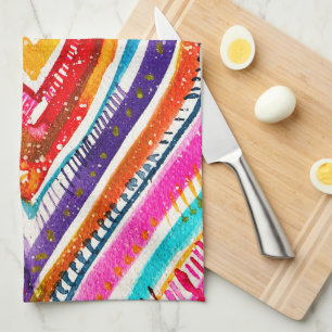 Heart boho watercolor art tea towel