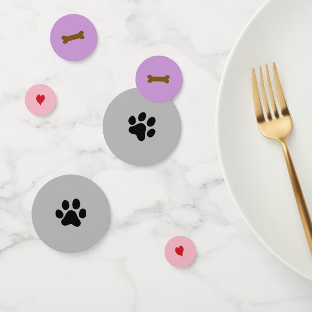 Heart, Bone and Black Paw Print Confetti (Group)