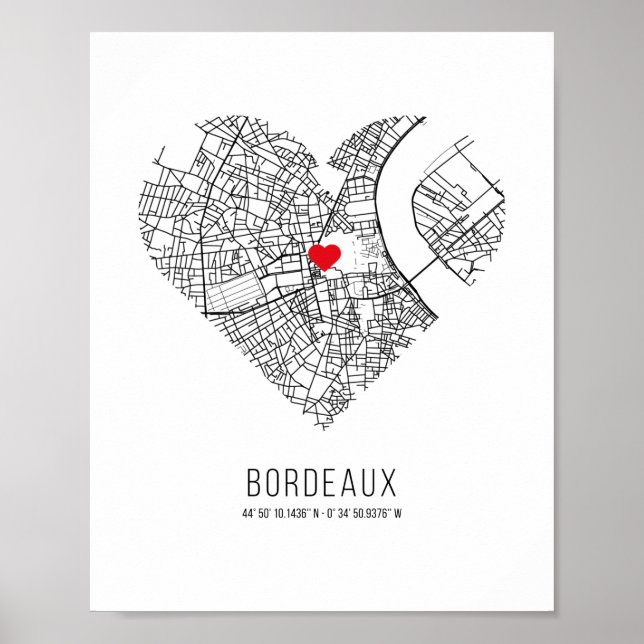 Heart Bordeaux City Map (France) Poster (Front)