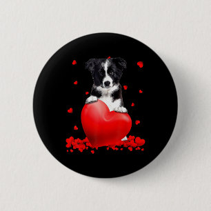 Heart Border Collie Dog Lover Christmas Valentines 6 Cm Round Badge