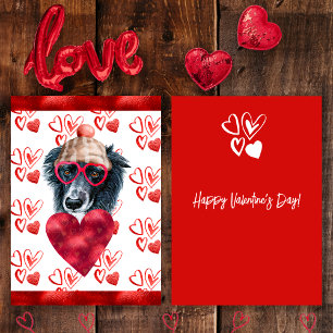 Heart Border Collie Dog Lover Valentine Gift Holiday Card