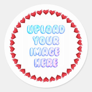 Heart Border Round Sticker with a Business Logo