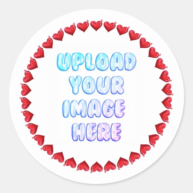 Heart Border Round Sticker with a Business Logo (Front)