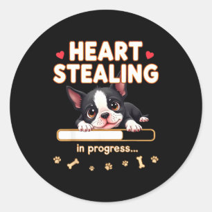 Heart Boston Terrier Dog Funny Gift Bostie Puppy Classic Round Sticker
