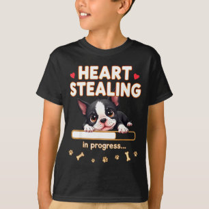 Heart Boston Terrier Dog Funny Gift Bostie Puppy  T-Shirt
