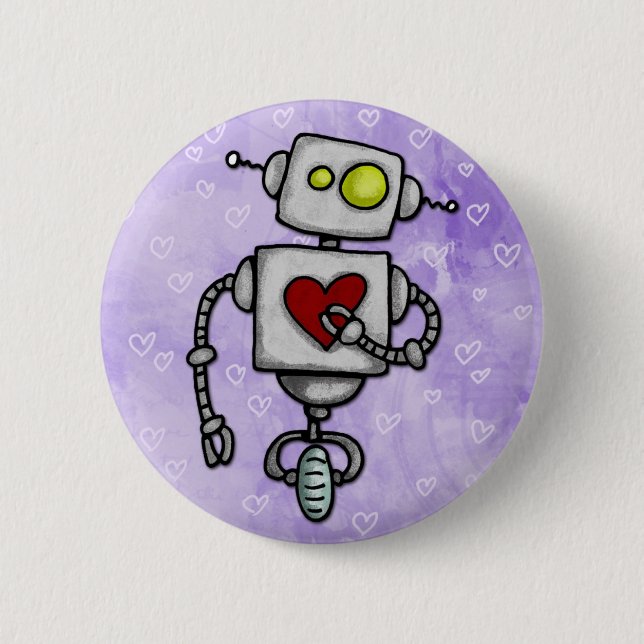 heart bot 6 cm round badge (Front)