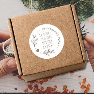 Heart Botanical Handmade with Love Classic Round Sticker