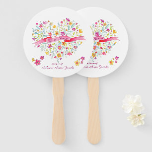 Heart bouquet flowers bridal shower fans