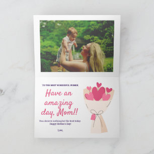 Heart bouquet Happy Mother's Day card