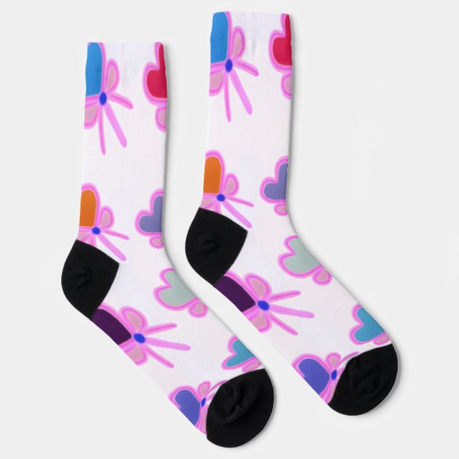  Heart Bow Pattern Personalised Gift Crew Socks (Right)