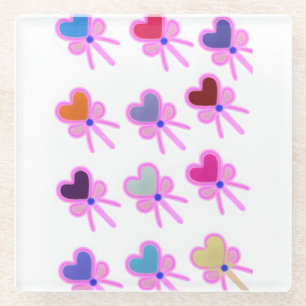  Heart Bow Pattern Personalised Gift Crew Socks Glass Coaster
