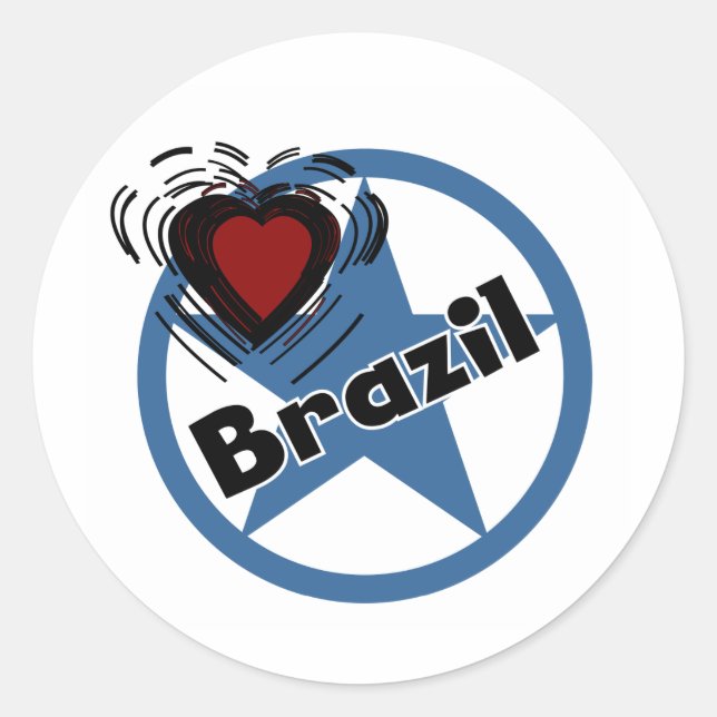 Heart Brazil Classic Round Sticker (Front)