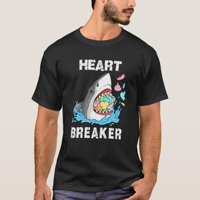 Heart Breaker Shark And Candies Valentine Couple M T-Shirt (Front)
