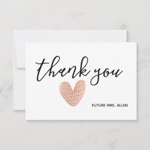 Heart Bridal Shower Flat Thank You