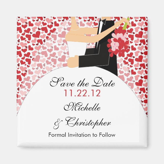 Heart Bride & Groom Save The Date Magnet (Front)