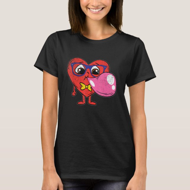 Heart Bubblegum Valentines Day Cute Nerd Hipster L T-Shirt (Front)