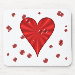 Heart & Bubbles (White) Mouse Mat