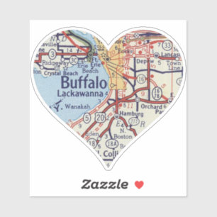 Heart Buffalo NY Vintage Map