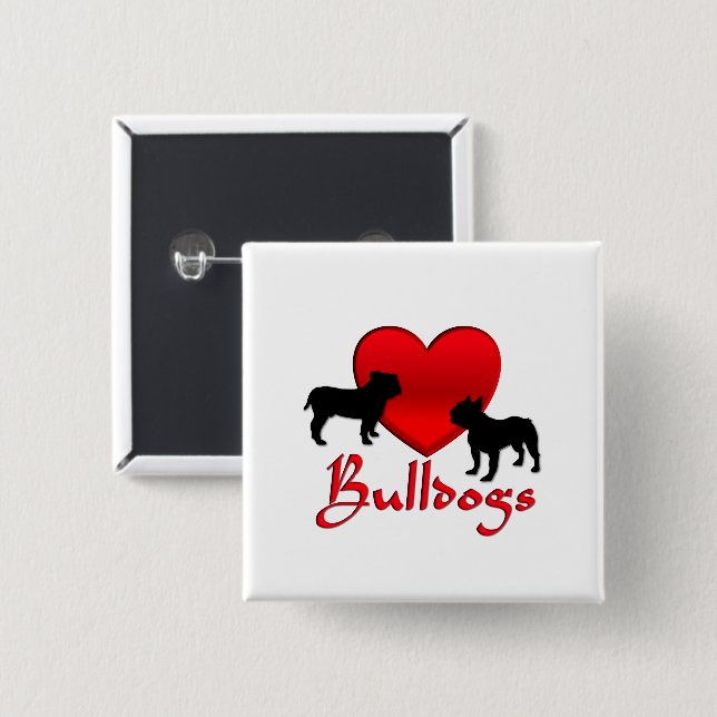 Heart Bulldogs 15 Cm Square Badge (Front & Back)