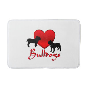 Heart Bulldogs Bath Mat