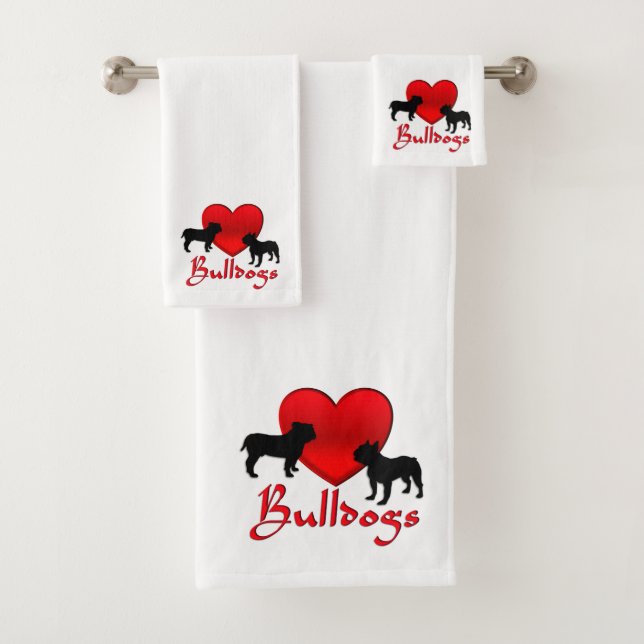 Heart Bulldogs Bath Towel Set (Insitu)