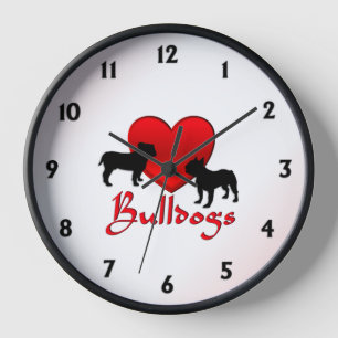 Heart Bulldogs Clock