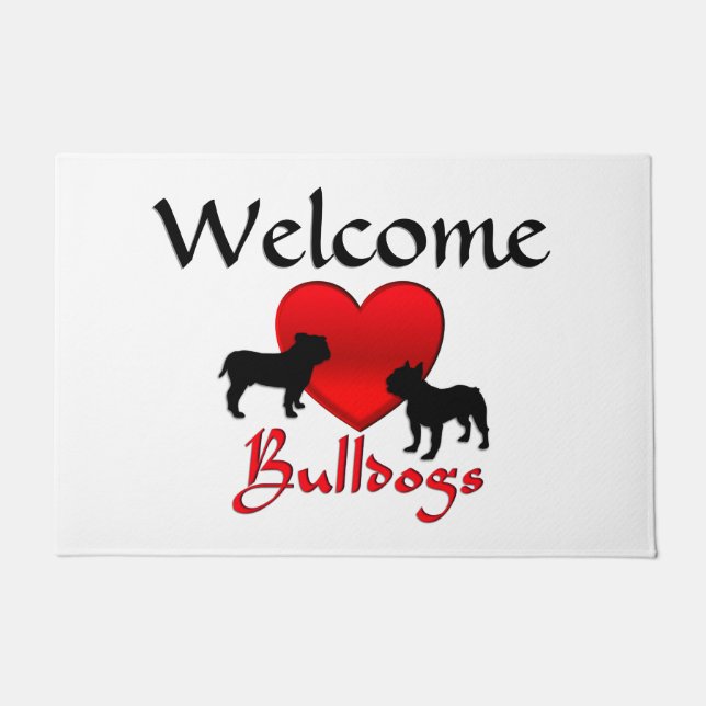 Heart Bulldogs Doormat (Front)
