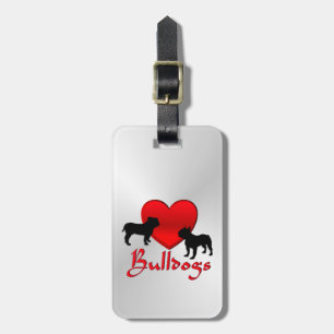 Heart Bulldogs Luggage Tag