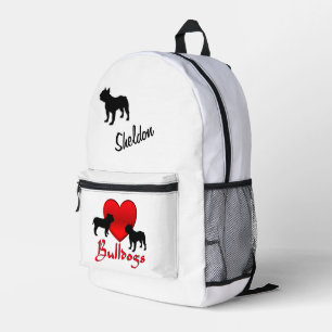 Heart Bulldogs Personalised Script Printed Backpack