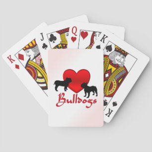 Heart Bulldogs Playing Cards