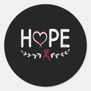 Heart Burgundy Ribbon Brain Aneurysm Classic Round Sticker