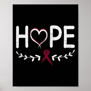 Heart Burgundy Ribbon Brain Aneurysm Poster
