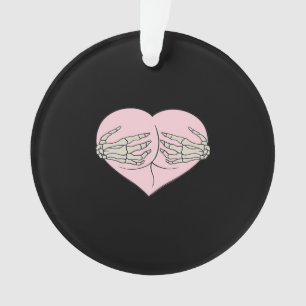 Heart Butt Hug Skeleton Hands Classic Look Ornament